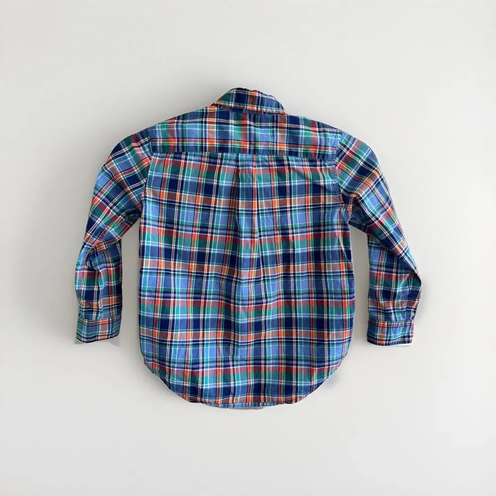 Ralph Lauren Boys Multicolor Plaid Long Sleeve Button-Up Shirt Size 5 Fall